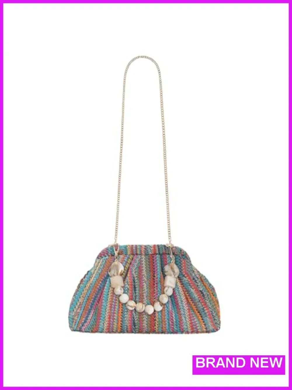 Straw Woven Clutch Purse with Detachable Crossbody Strap for Beach Vacation
